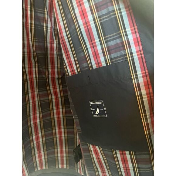 Men’s Nautica Navy Blue Button Up Trench Coat NEW - Picture 6 of 9